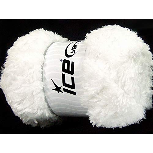 White Panda Fuzzy Plush Yarn 100 Gram, 87 Yards