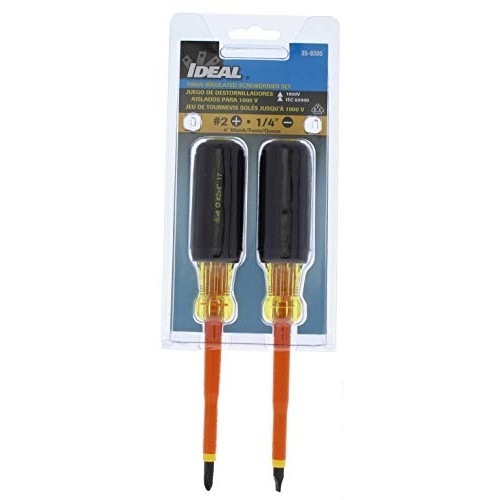 Ideal Industries Ins. Screwdriver Set, Slot/Phillips, 2 Pc, Orange...