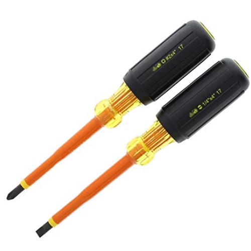 Ideal Industries Ins. Screwdriver Set, Slot/Phillips, 2 Pc, Orange...