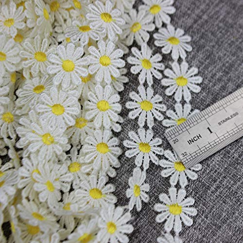 IDONGCAI 7 Yards Flowers Crafts Daisy Trim Lace Fabric by The Yard...