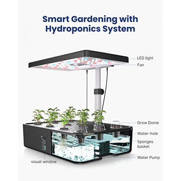 iDOO Hydroponics Growing System 12Pods, Indoor Garden with LED Gro...