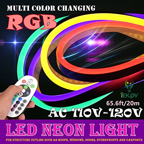 IEKOV LED NEON Light, AC 110-120V Flexible RGB LED Neon Light Stri...