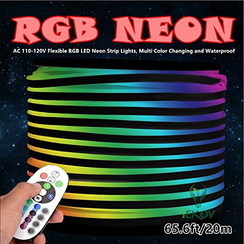IEKOV LED NEON Light, AC 110-120V Flexible RGB LED Neon Light Stri...