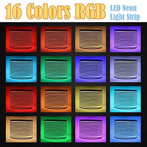 IEKOV LED NEON Light, AC 110-120V Flexible RGB LED Neon Light Stri...