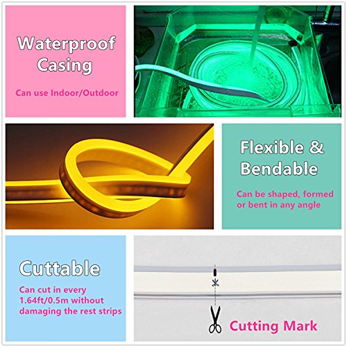 IEKOV LED NEON Light, AC 110-120V Flexible RGB LED Neon Light Stri...
