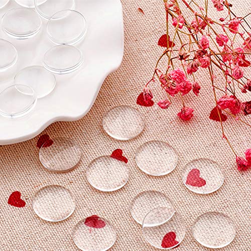 IGOGO 50 PCS Round Glass Dome Cabochons -30mm Clear Magnifying Cab...