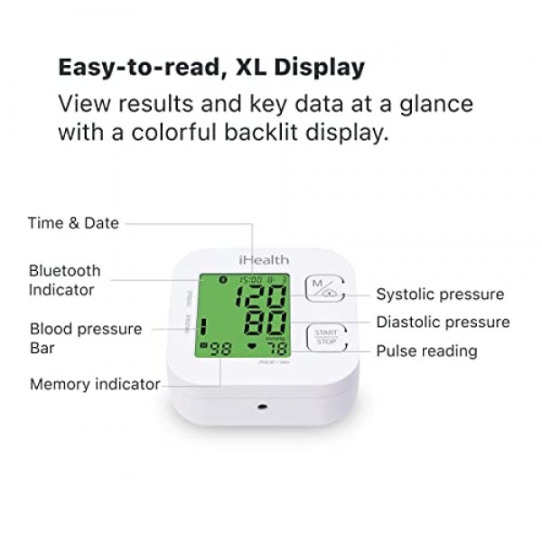 iHealth Track Smart Upper Arm Blood Pressure Monitor with Wide Ran...