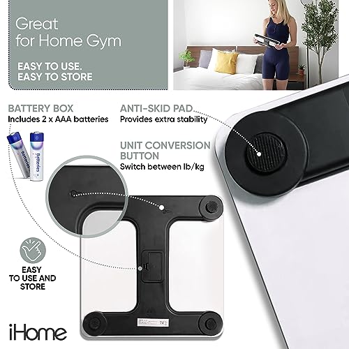 Digital Step On Bathroom Scale - iH iHome High Precision Body Weig...