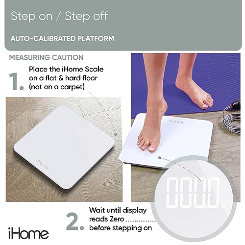 Digital Step On Bathroom Scale - iH iHome High Precision Body Weig...