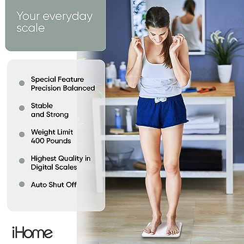 Digital Step On Bathroom Scale - iH iHome High Precision Body Weig...