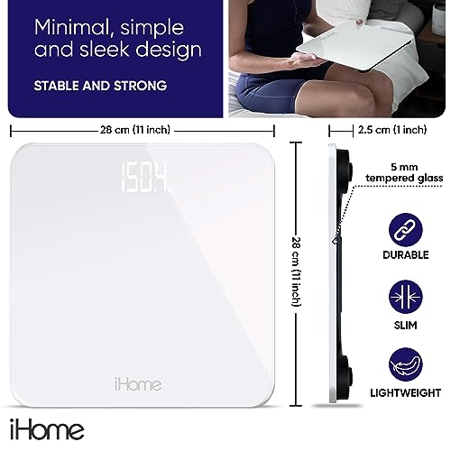 iHome Digital Scale Step-On Bathroom Scale - iHome High Precision ...