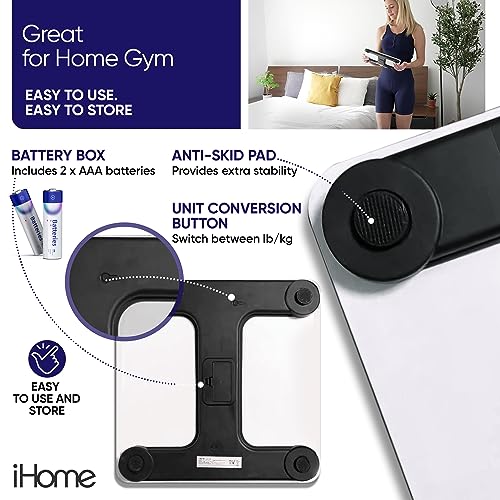iHome Digital Scale Step-On Bathroom Scale - iHome High Precision ...