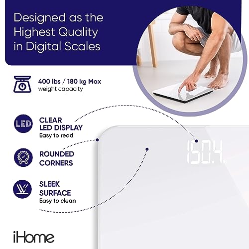 iHome Digital Scale Step-On Bathroom Scale - iHome High Precision ...