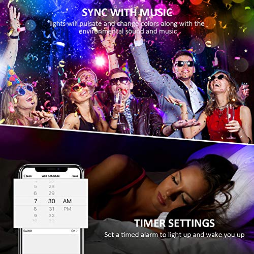 LED Strip Lights Smart WiFi 32.8ft Waterproof RGB 5050LEDs Color C...
