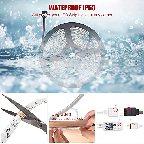 LED Strip Lights Smart WiFi 32.8ft Waterproof RGB 5050LEDs Color C...