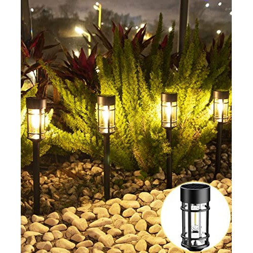 ILANCK Solar Pathway Lights 8 Pack, Bright Solar Lights Outdoor Wa...