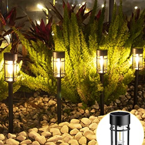 ILANCK Solar Pathway Lights 8 Pack, Bright Solar Lights Outdoor Wa...