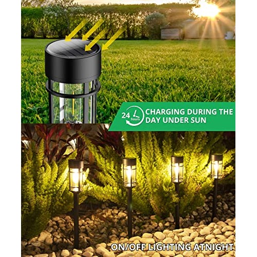 ILANCK Solar Pathway Lights 8 Pack, Bright Solar Lights Outdoor Wa...