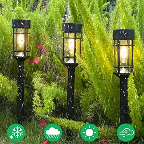 ILANCK Solar Pathway Lights 8 Pack, Bright Solar Lights Outdoor Wa...