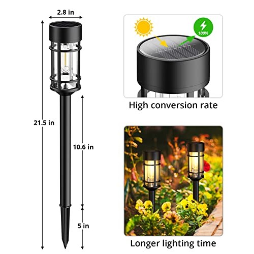 ILANCK Solar Pathway Lights 8 Pack, Bright Solar Lights Outdoor Wa...