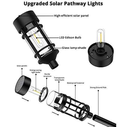 ILANCK Solar Pathway Lights 8 Pack, Bright Solar Lights Outdoor Wa...