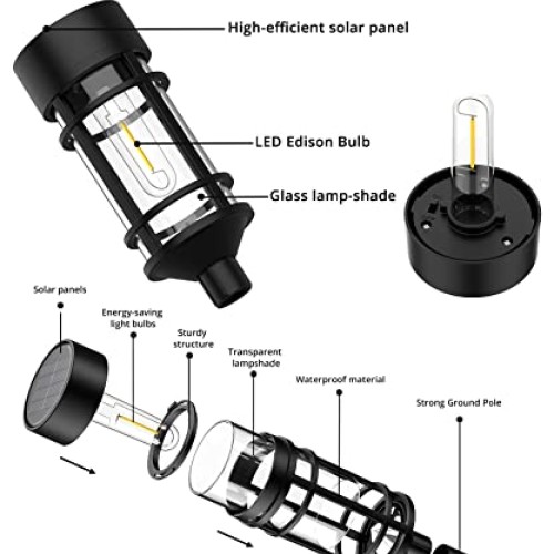 ILANCK Solar Pathway Lights 8 Pack, Bright Solar Lights Outdoor Wa...