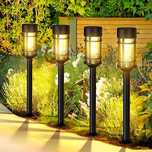 ILANCK Solar Pathway Lights 8 Pack, Bright Solar Lights Outdoor Wa...