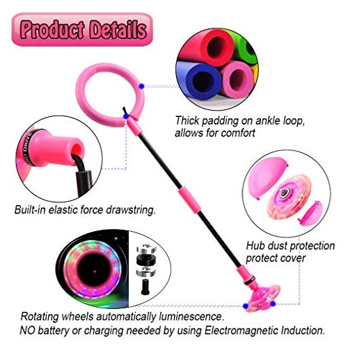 Skip Ball for Kids, Foldable Ankle Skip Ball Flashing Jumping Ring...