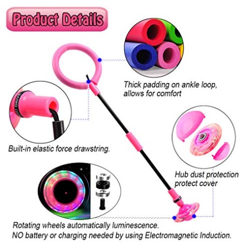 Skip Ball for Kids, Foldable Ankle Skip Ball Flashing Jumping Ring...