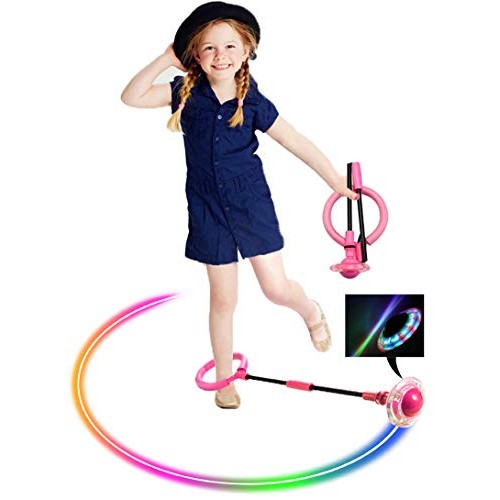 Skip Ball for Kids, Foldable Ankle Skip Ball Flashing Jumping Ring...