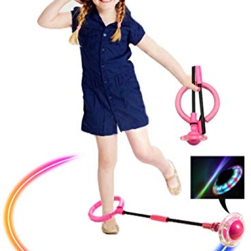 Skip Ball for Kids, Foldable Ankle Skip Ball Flashing Jumping Ring...