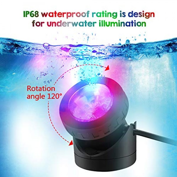 IMAGE Pond Lights, Underwater Lights IP68 Submersible Lamp with Mu...
