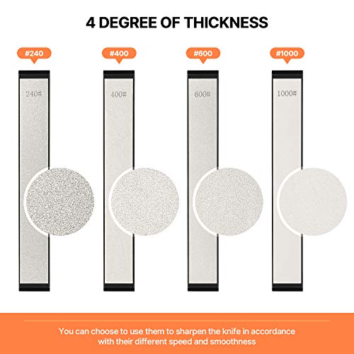 Knife Sharpener Stone Set 4 PCS Grit 240/400/600/1000 Diamond Shar...