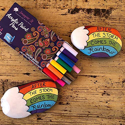Acrylic paint pens for rock painting, set of 14 extra fine 0.7mm p...