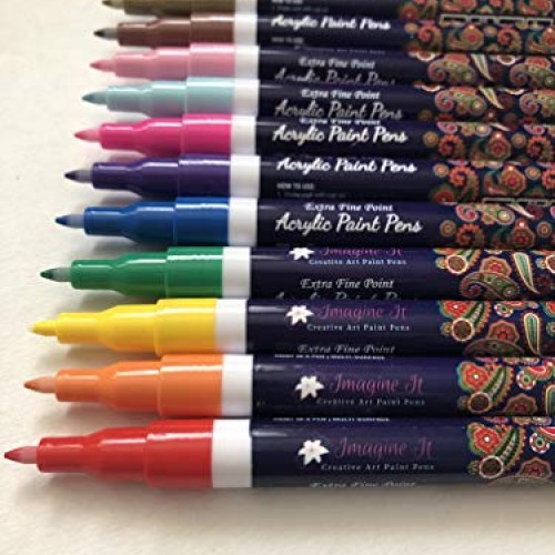 Acrylic paint pens for rock painting, set of 14 extra fine 0.7mm p...