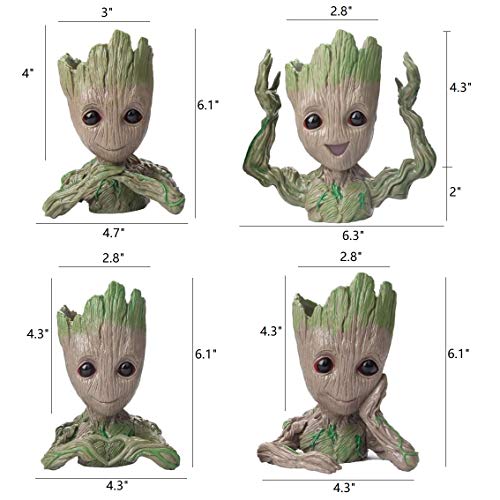 4 in 1 Baby Groot Succulent Planters - Small Indoor Flower Pots fo...