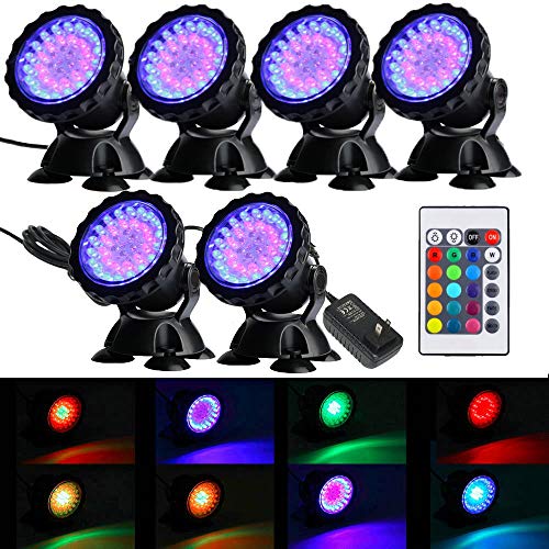 iMeshbean 12-LED Led Submersible Pond Lights,Set of 4/6 Underwater...