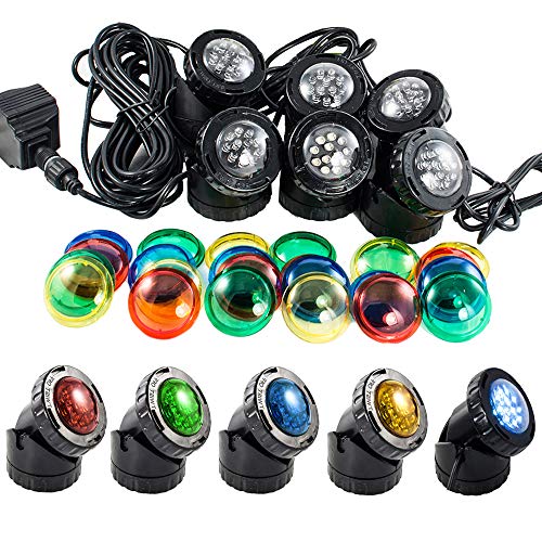 Set of 6 12-LED Submersible Underwater Pool Pond Fountain Lights P...