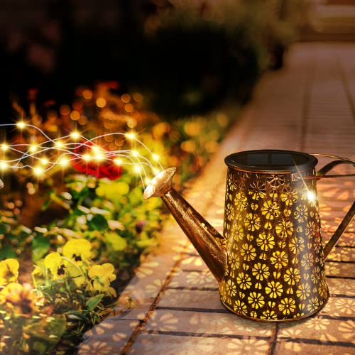 Imoli Outdoor Solar Watering Can with Lights Garden Decor Large So...