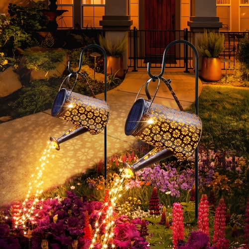 Imoli Outdoor Solar Watering Can with Lights Garden Decor Large So...
