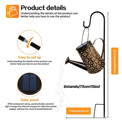 Imoli Outdoor Solar Watering Can with Lights Garden Decor Large So...