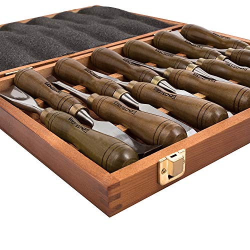 IMOTECHOM 12-Pieces Woodworking Wood Carving Tools Chisel Set with...