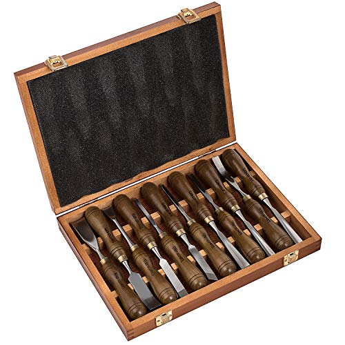 IMOTECHOM 12-Pieces Woodworking Wood Carving Tools Chisel Set with...