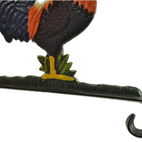 Decorative Rooster Plant Hanger Hook Colorful Cast Iron Large 10.1...