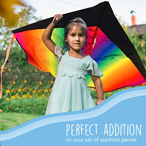 IMPRESA Large Rainbow Delta Kite - Easy to Assemble, Launch, Fly -...