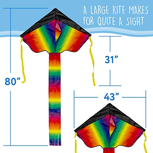 IMPRESA Large Rainbow Delta Kite - Easy to Assemble, Launch, Fly -...
