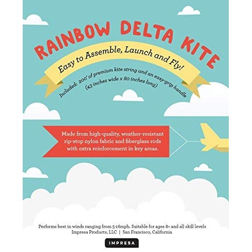 IMPRESA Large Rainbow Delta Kite - Easy to Assemble, Launch, Fly -...