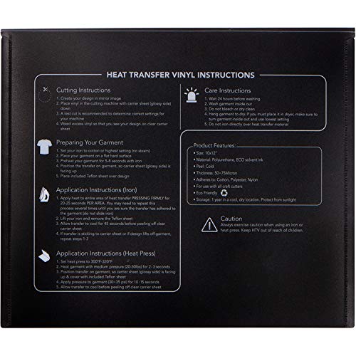 Black Heat Transfer Vinyl - 10 Pack of 12x10 Black HTV Sheets In...