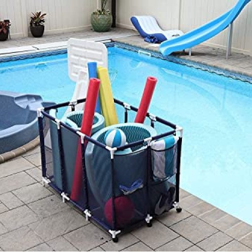 Modern Blue Pool Storage Bin - XX-Large | Nylon Mesh Basket Organi...