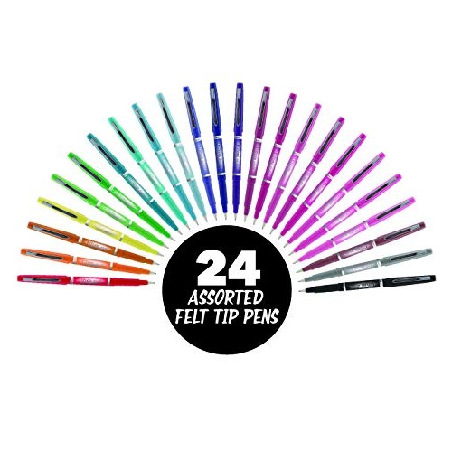 INC OPTIMUS 24 Assorted Felt Tip Pens 0.7 MM Medium Point for Gift...